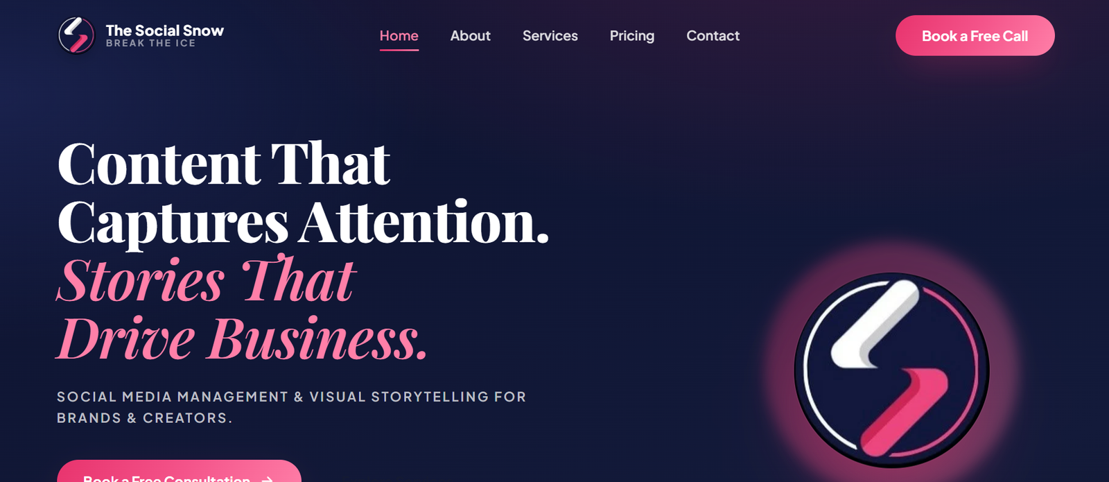 The Social Snow website preview